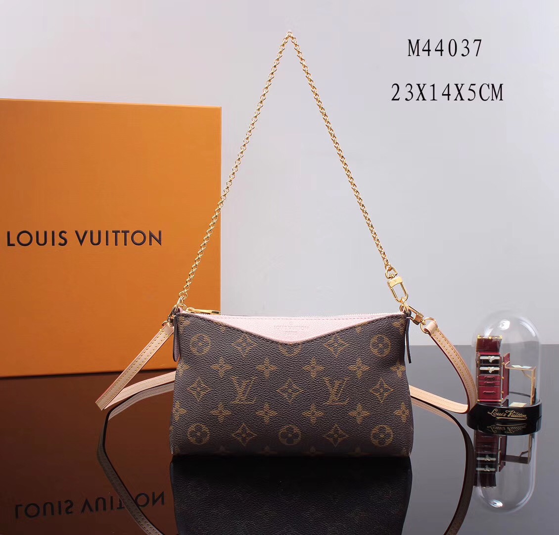 LV Louis Vuitton M44037 Pallas Monogram Clutch bags Handbags Pink