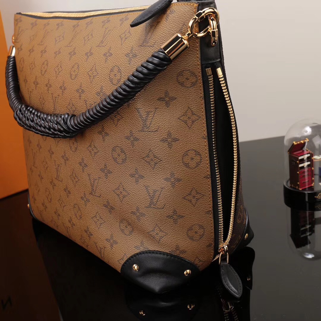 LV Louis Vuitton Monogram Triangle M44130 Softy Handbags bags Brown