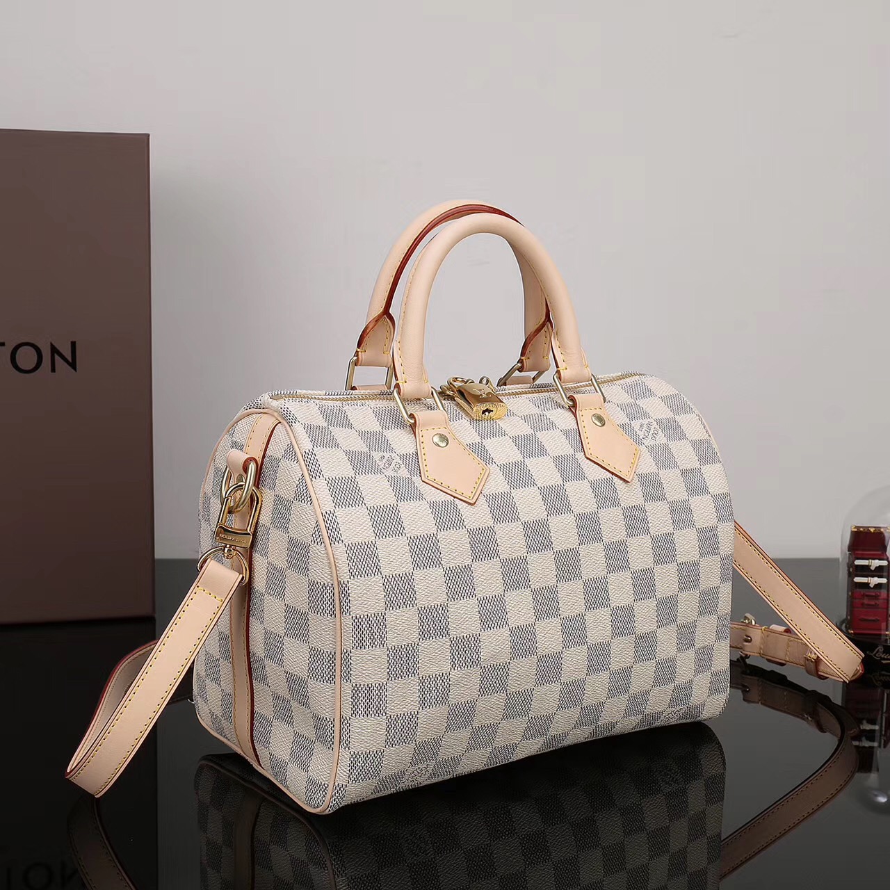 LV Louis Vuitton Speedy 25 Damier bags N41374 Handbags White