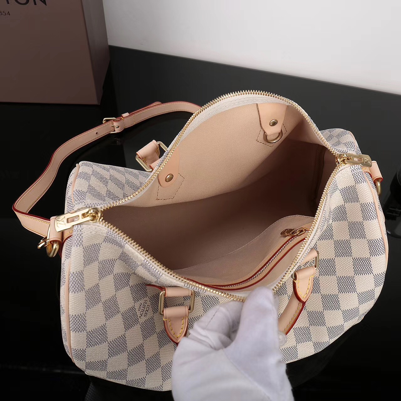 LV Louis Vuitton Speedy 30 Damier bags N41373 Handbags White