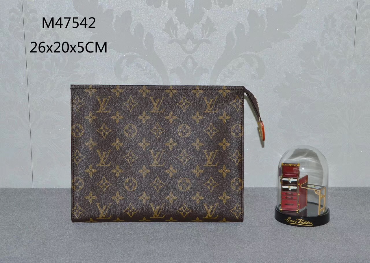 LV Louis Vuitton Monogram Clutch Toiletry Handbags M47542 bags Brown
