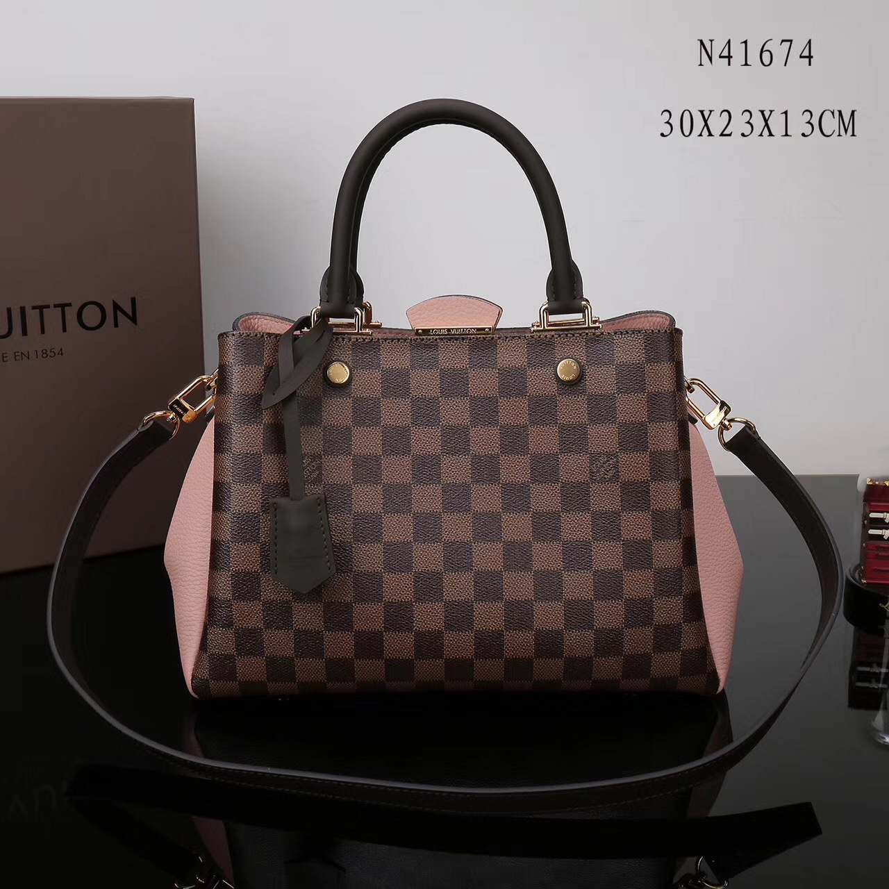 LV Louis Vuitton N41674 Damier Brittany Handbags bags Pink