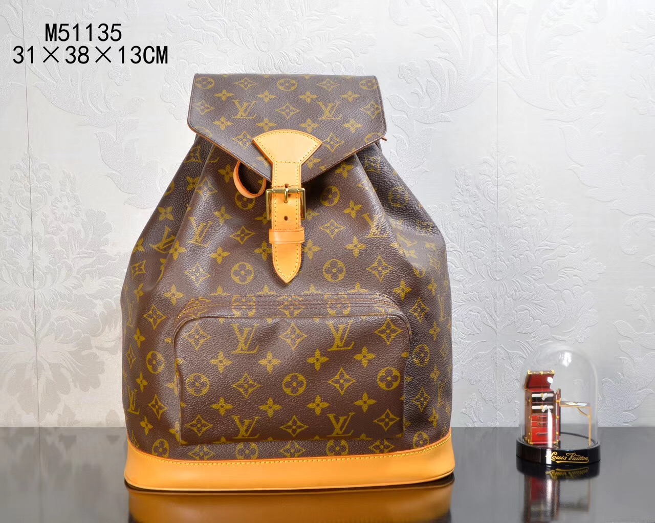 LV Louis Vuitton M51135 Montsouris Monogram Backpack bags Handbags Orange