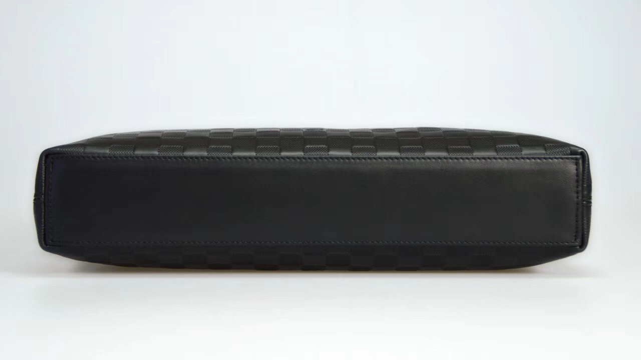 Men LV Louis Vuitton Documents Briefcase Handbags Leather N41248 Damier bags Black