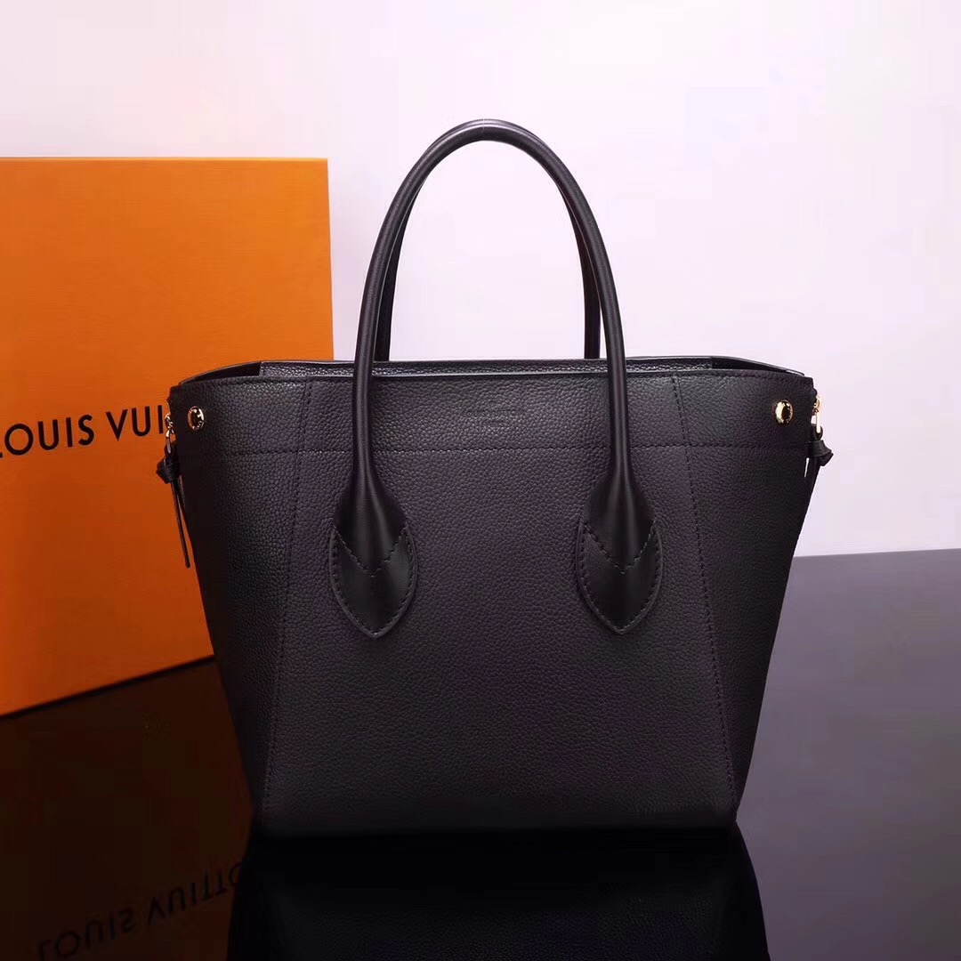 LV Louis Vuitton M54843 Freedom Tote Leather Handbags Real bags Black