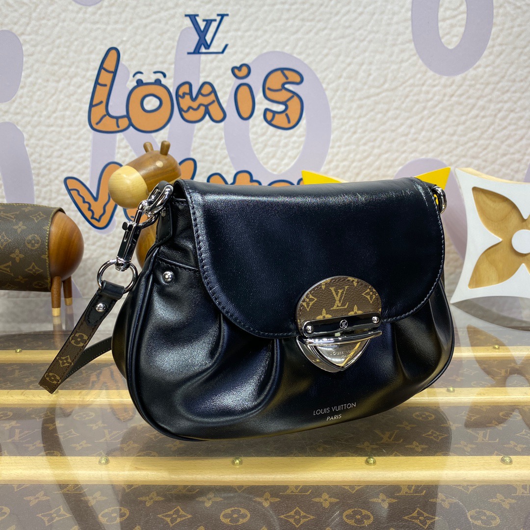 Louis Vuitton LV Real Leather Sunset Vibe Bag Handbag M12192 Black