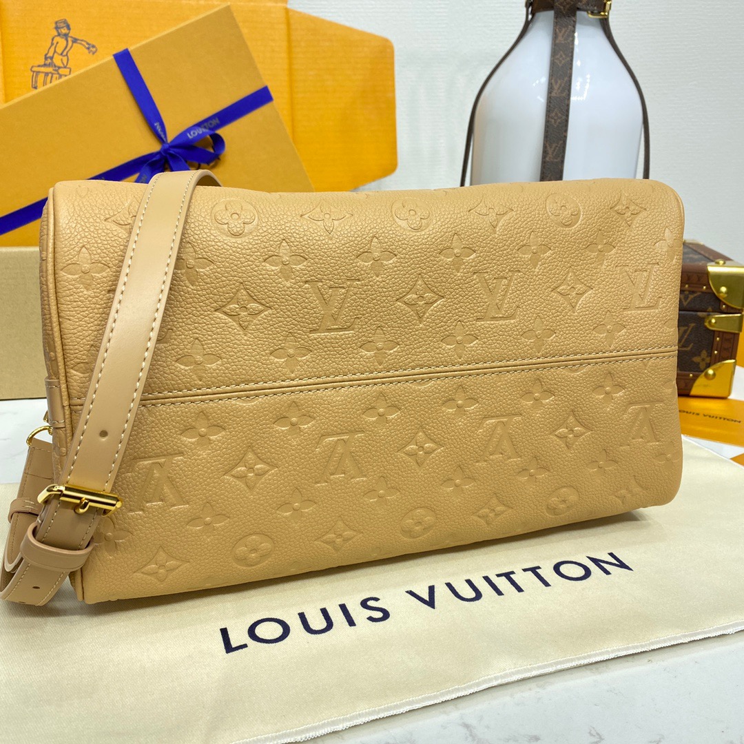 Louis Vuitton LV Monogram Calfskin Speedy Soft 30 Bag Handbag M11323 Tan