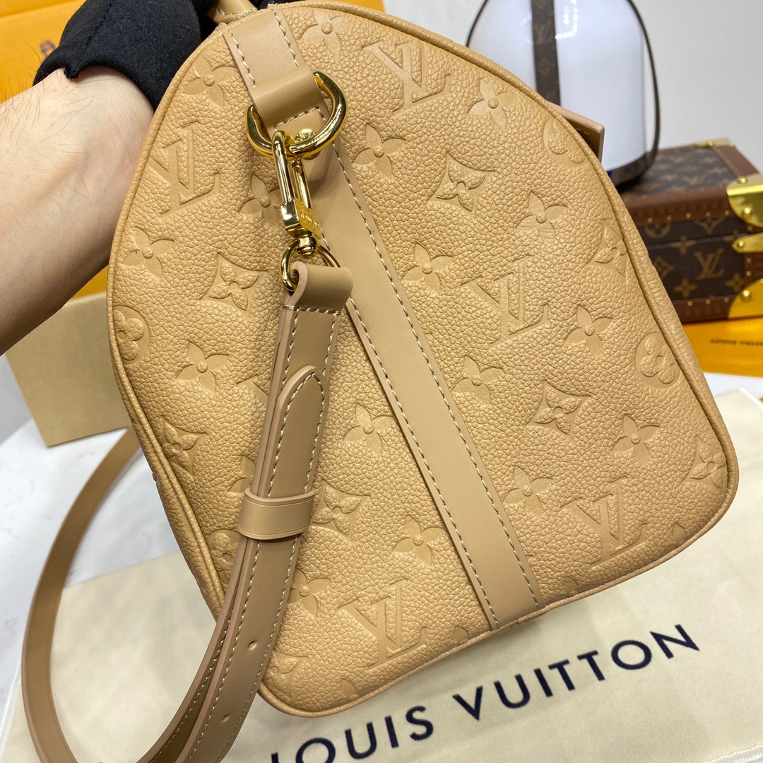 Louis Vuitton LV Monogram Calfskin Speedy Soft 30 Bag Handbag M11323 Tan