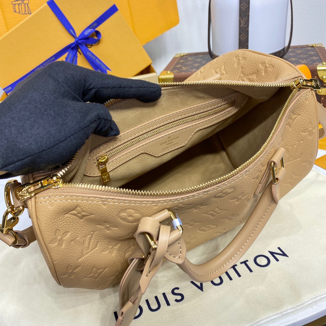 Louis Vuitton LV Monogram Calfskin Speedy Soft 30 Bag Handbag M11323 Tan