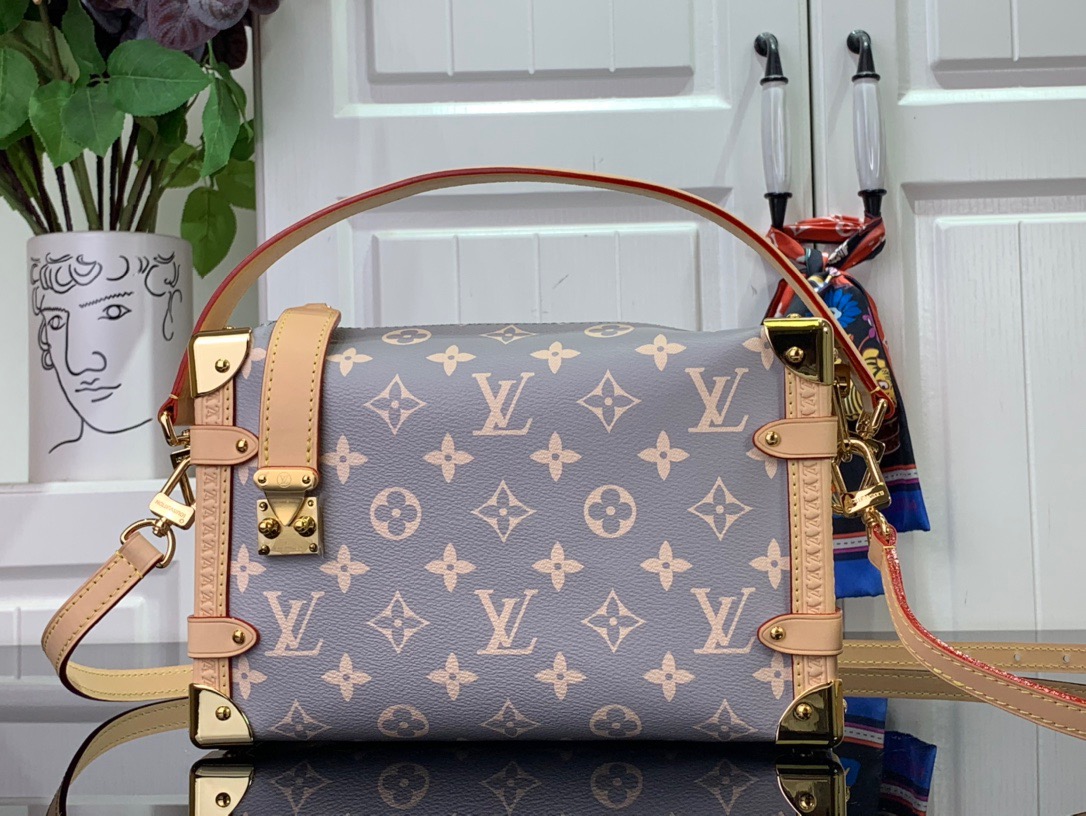 Louis Vuitton LV Monogram Side Trunk Medium Bag Handbag M12428 Gray