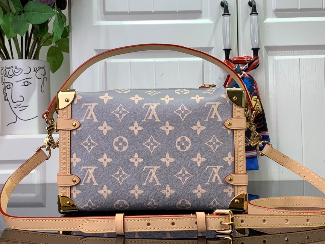 Louis Vuitton LV Monogram Side Trunk Medium Bag Handbag M12428 Gray