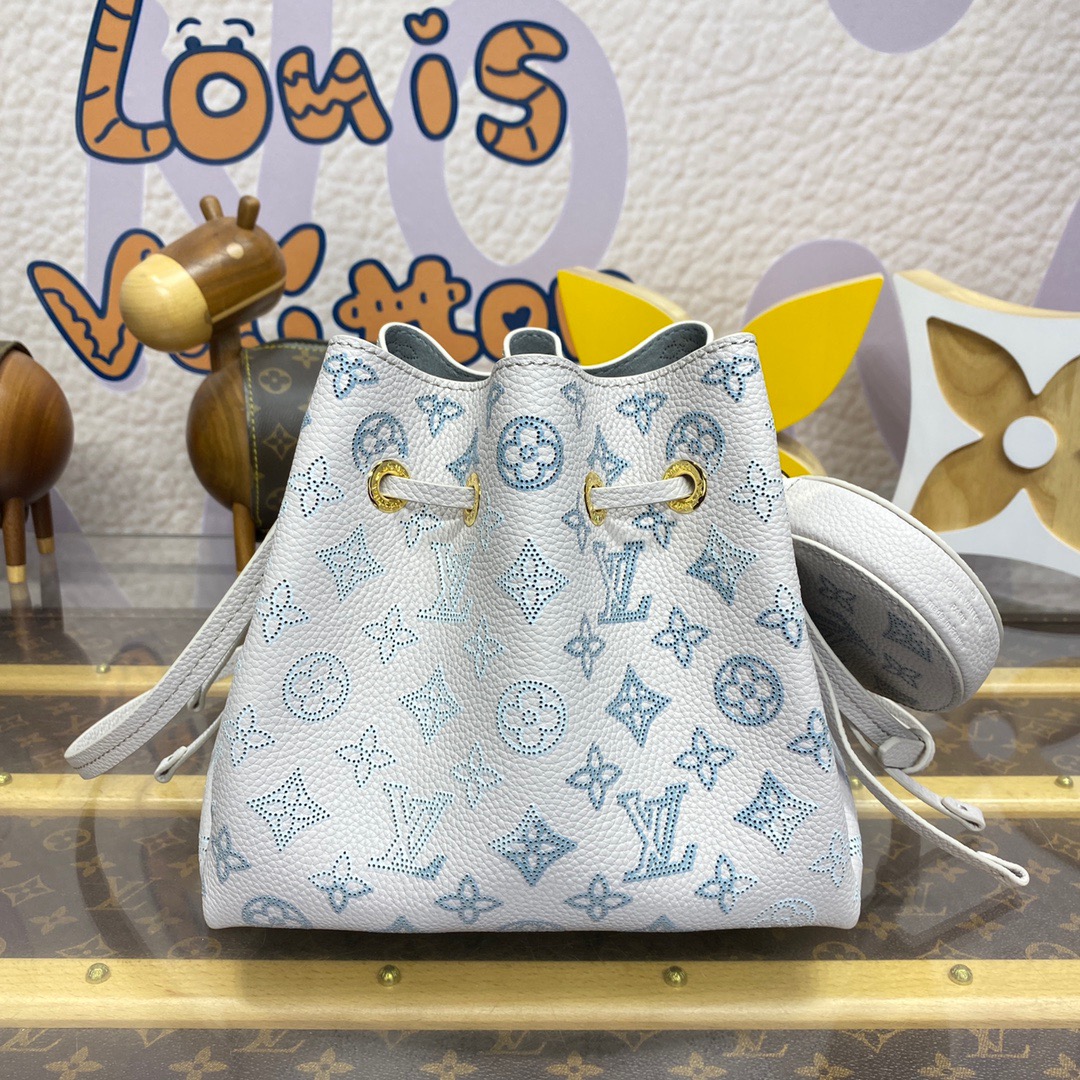 Louis Vuitton LV Monogram Calfskin Bella Bucket Bag Handbag M12125 Blue