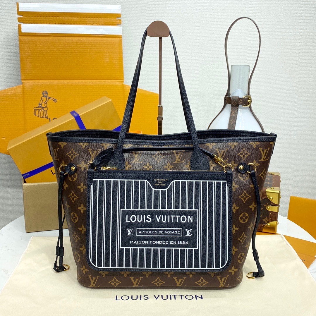 Louis Vuitton LV Neverfull Inside Out MM Bag Handbag M11946 in Black