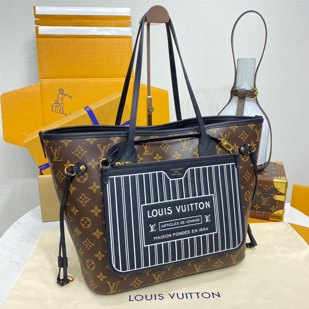 Louis Vuitton LV Neverfull Inside Out MM Bag Handbag M11946 in Black