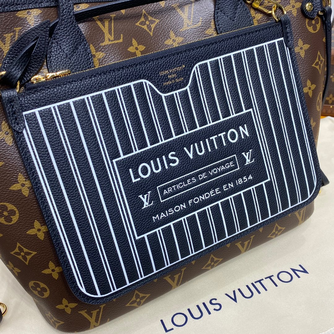 Louis Vuitton LV Neverfull Inside Out MM Bag Handbag M11946 in Black