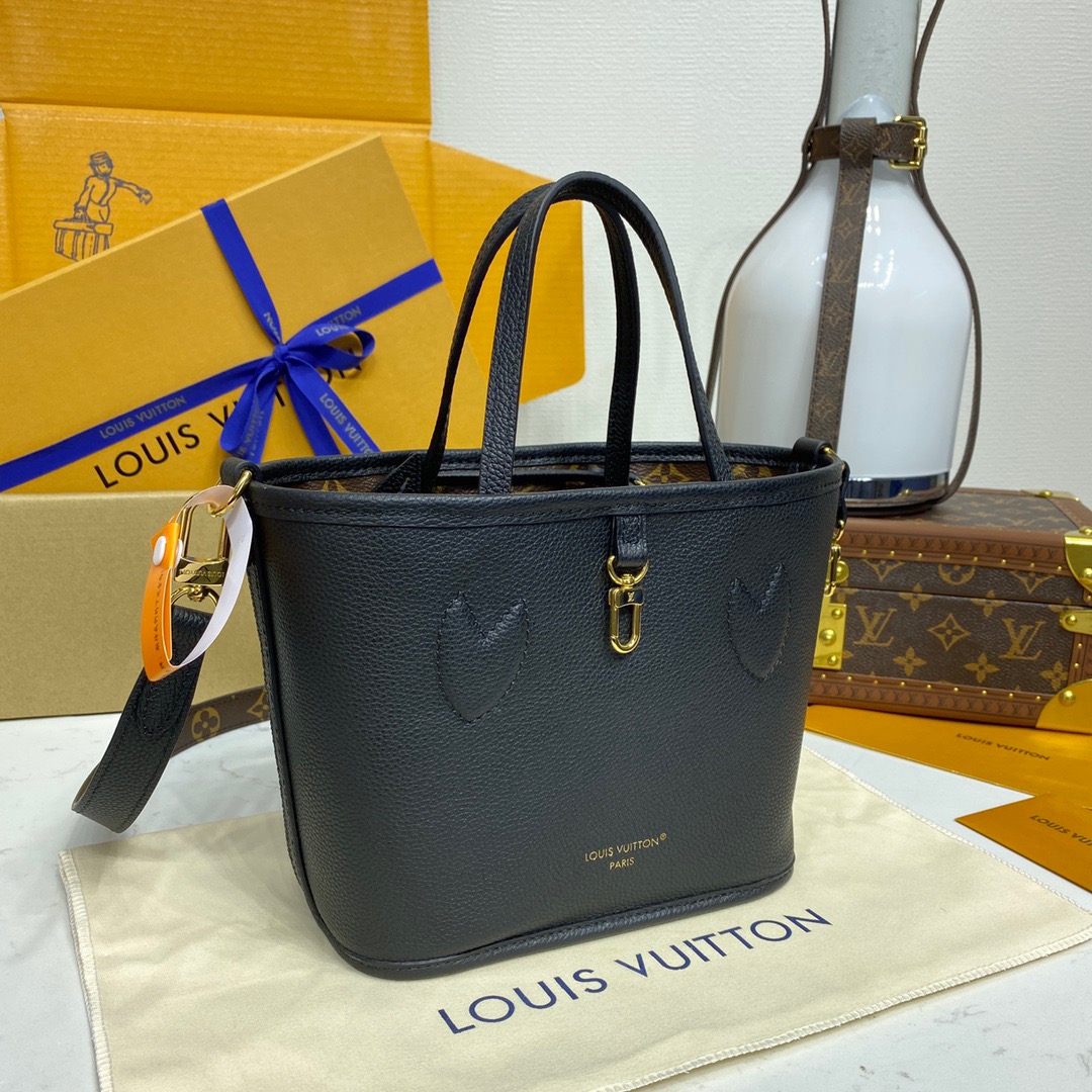 Louis Vuitton LV Neverfull Bandouliere Inside Out BB Bag Handbag M12099 Black