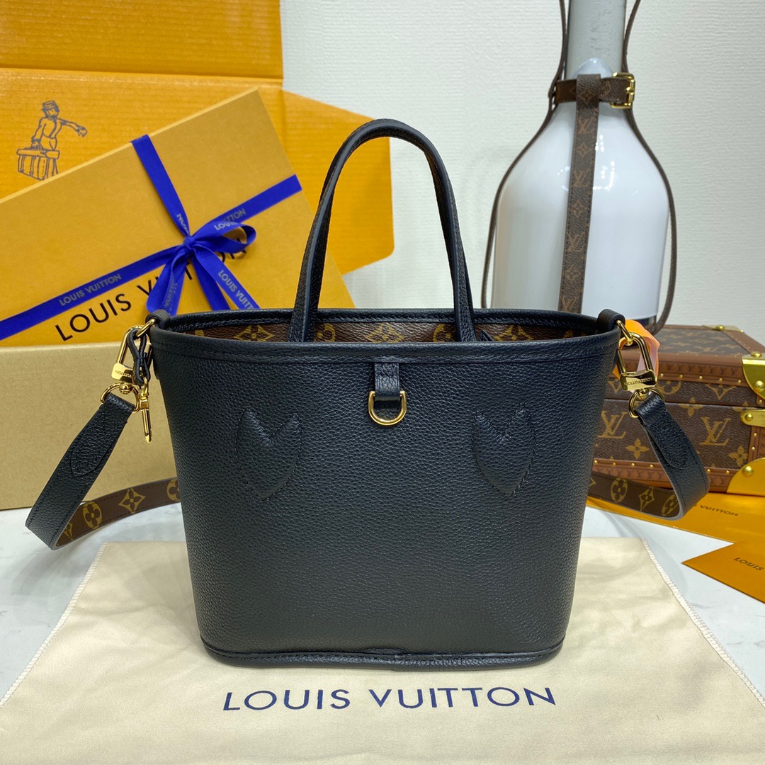 Louis Vuitton LV Neverfull Bandouliere Inside Out BB Bag Handbag M12099 Black