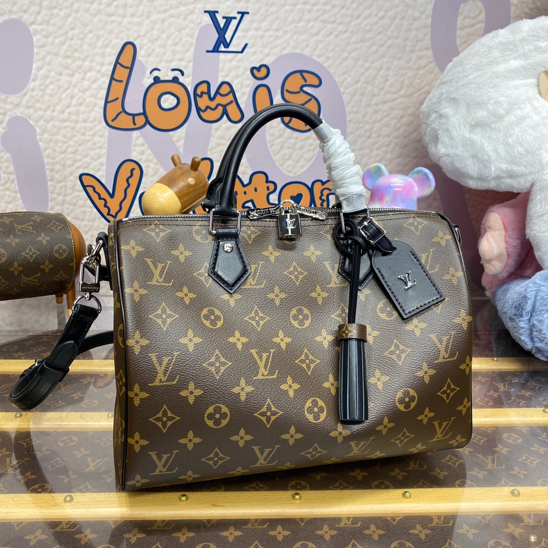 Louis Vuitton LV Monogram Speedy Soft 30 Dark Bag Handbag M12243