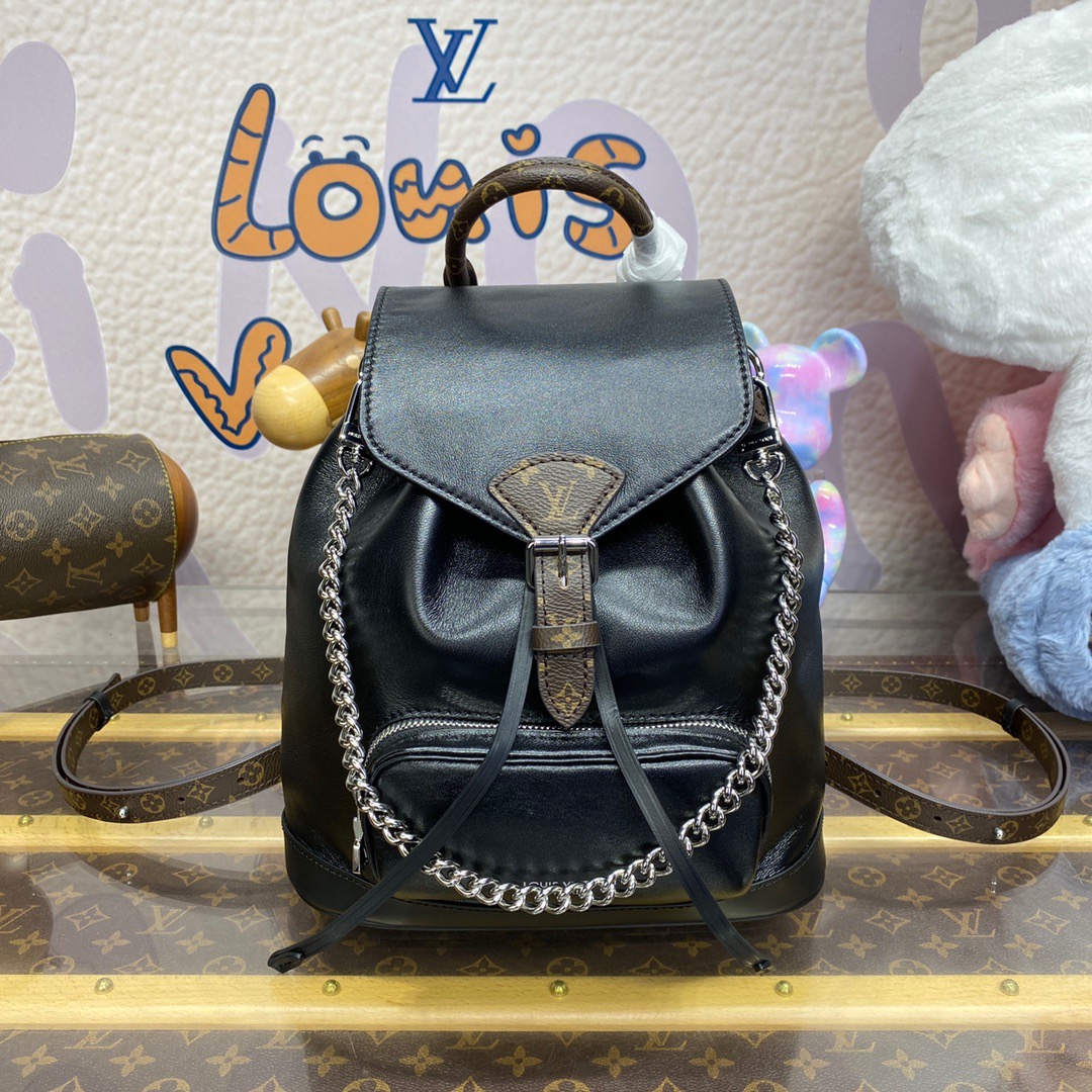 Louis Vuitton LV Montsouries Small Backpack Bag Handbag M12587 Black