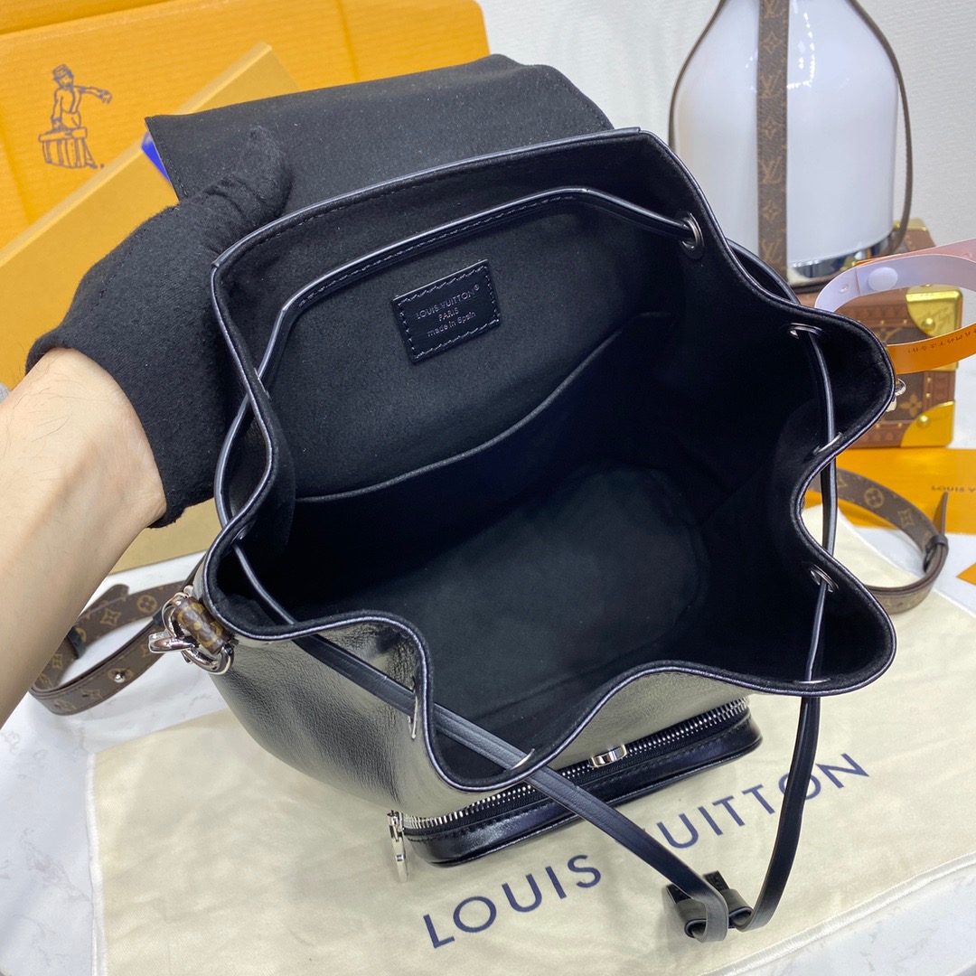 Louis Vuitton LV Montsouries Small Backpack Bag Handbag M12587 Black