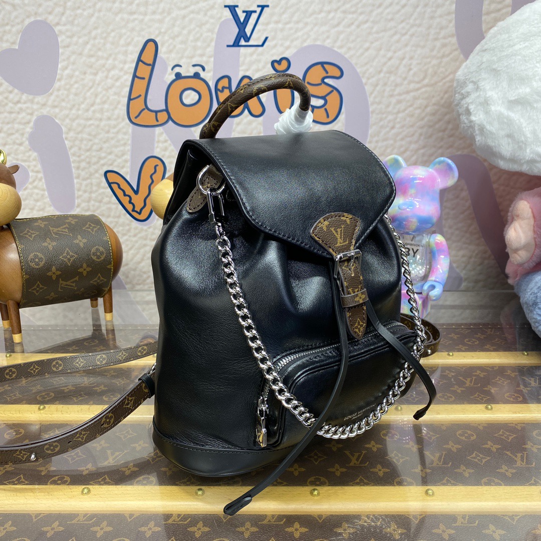 Louis Vuitton LV Montsouries Small Backpack Bag Handbag M12587 Black