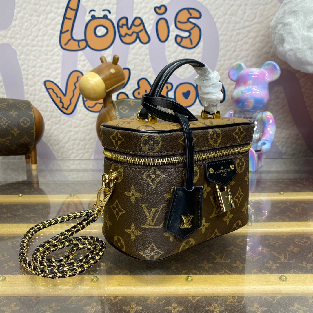 Louis Vuitton LV Monogram Vanity Small Shoulder Bag Handbag M47128 Brown