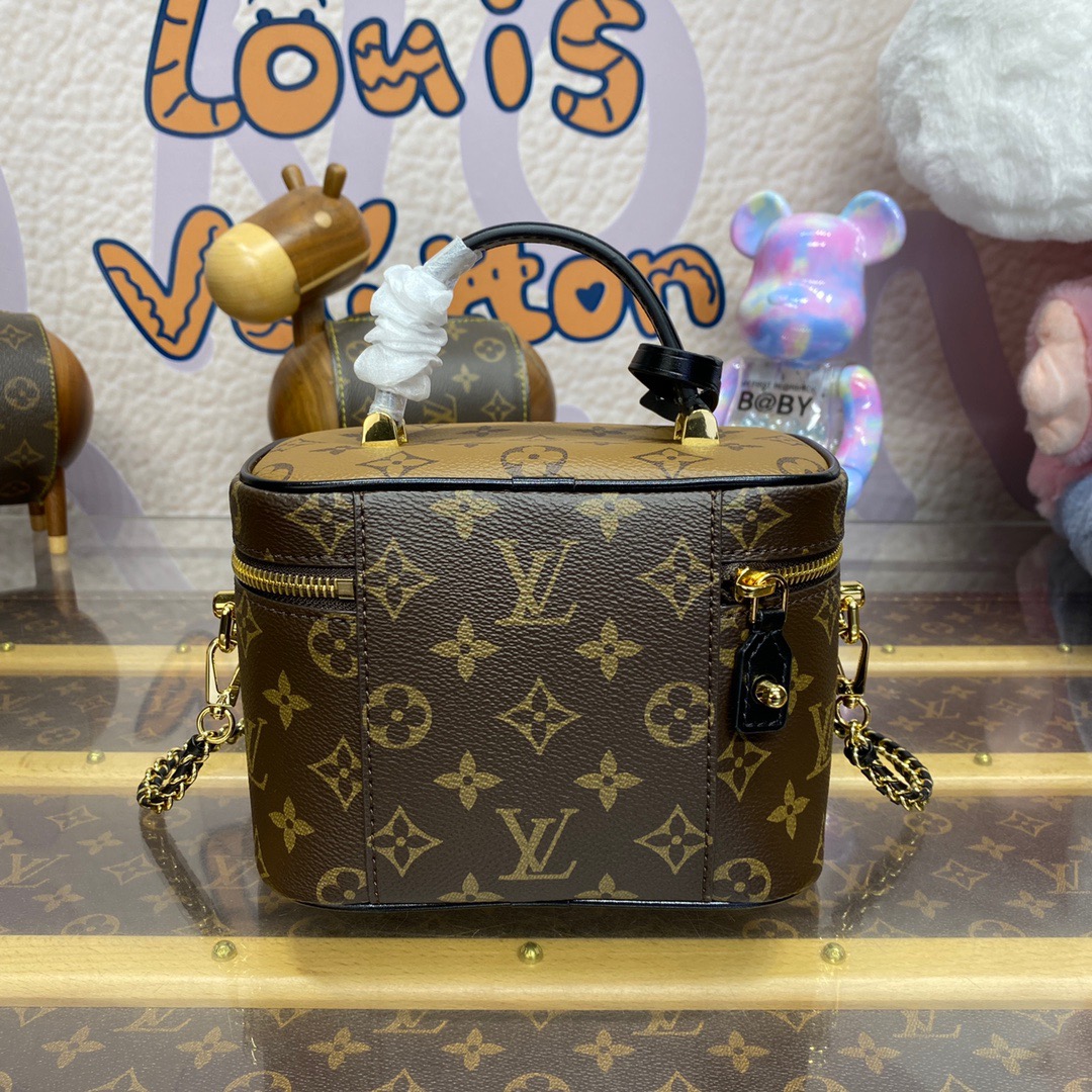 Louis Vuitton LV Monogram Vanity Small Shoulder Bag Handbag M47128 Brown