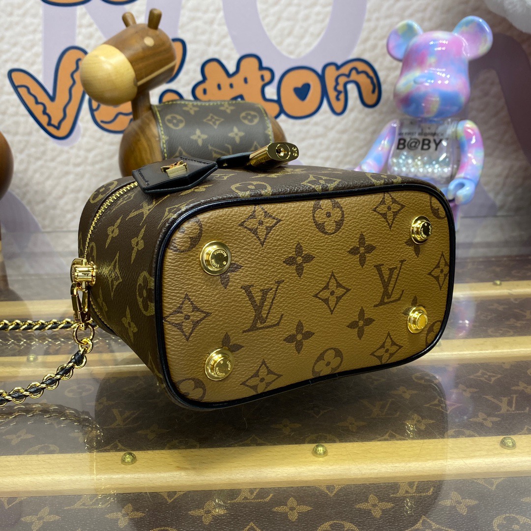 Louis Vuitton LV Monogram Vanity Small Shoulder Bag Handbag M47128 Brown