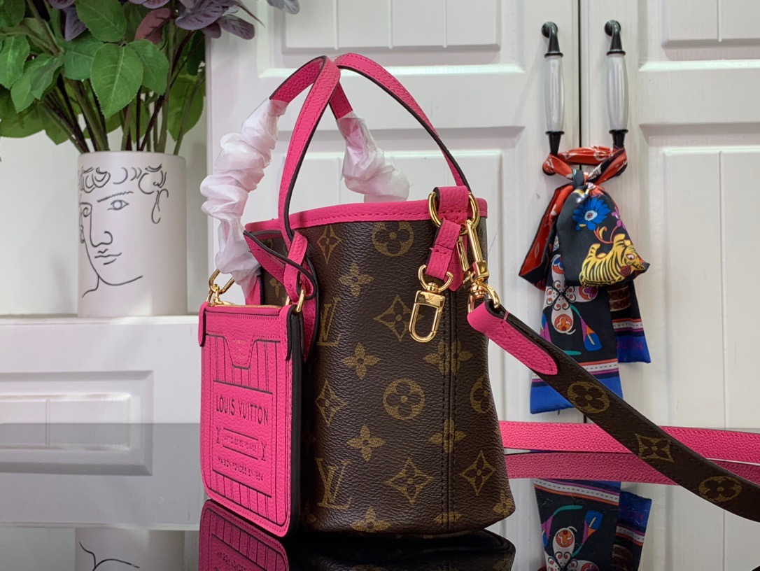 Louis Vuitton LV Neverfull Bandouliere Inside Out BB Bag Handbag M12106 Pink