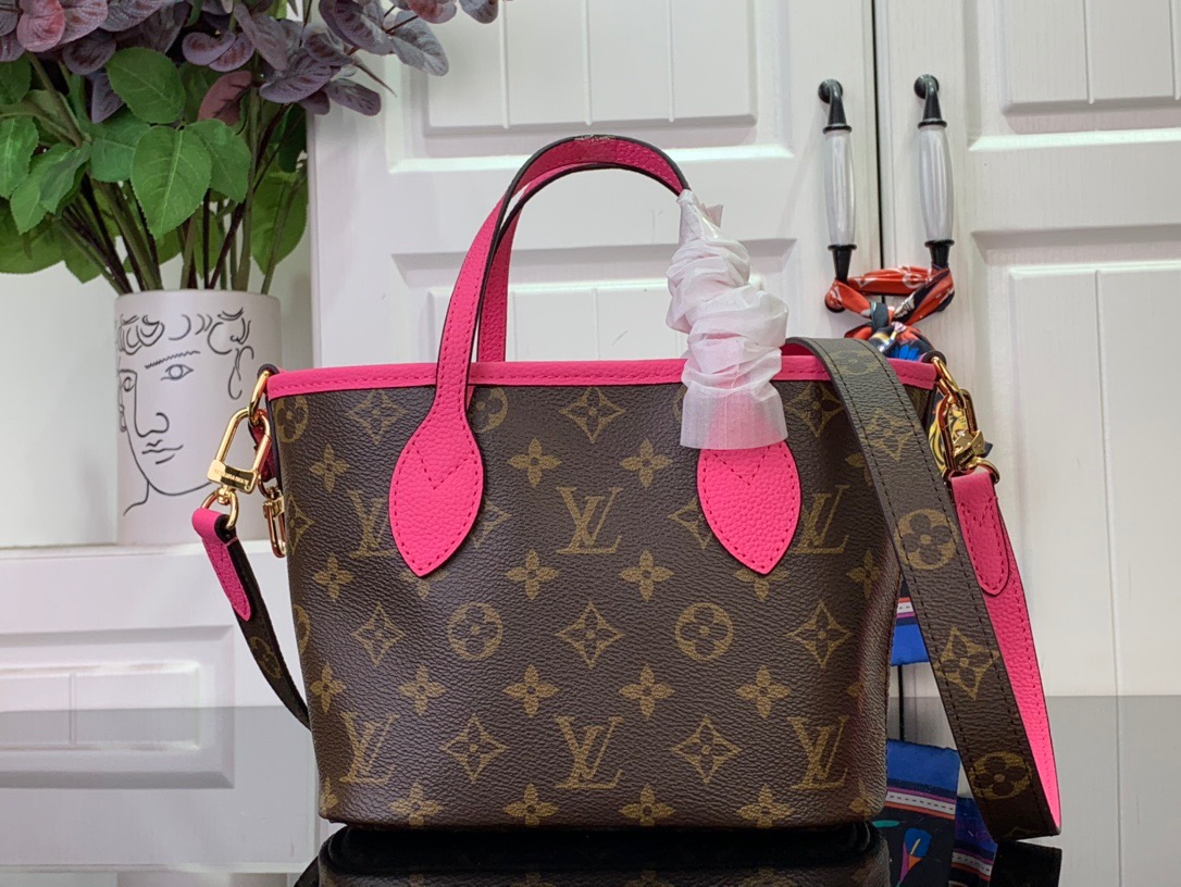 Louis Vuitton LV Neverfull Bandouliere Inside Out BB Bag Handbag M12106 Pink