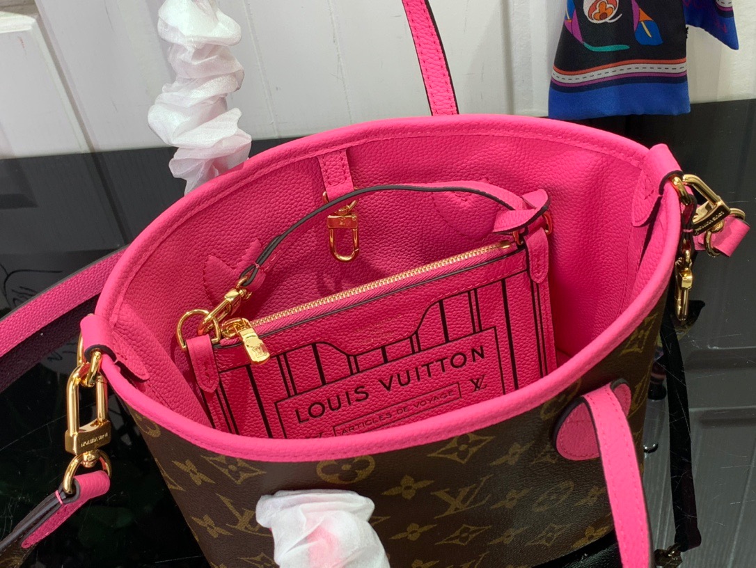 Louis Vuitton LV Neverfull Bandouliere Inside Out BB Bag Handbag M12106 Pink