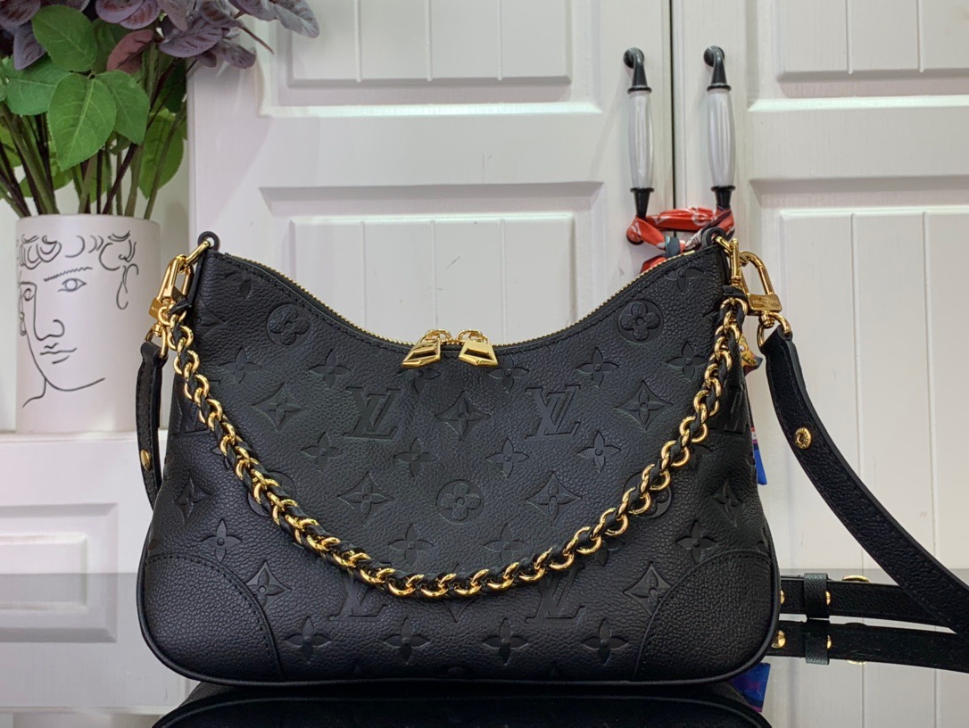 Louis Vuitton LV Monogram Calfskin Boulogne Bag Handbag M12930 Black