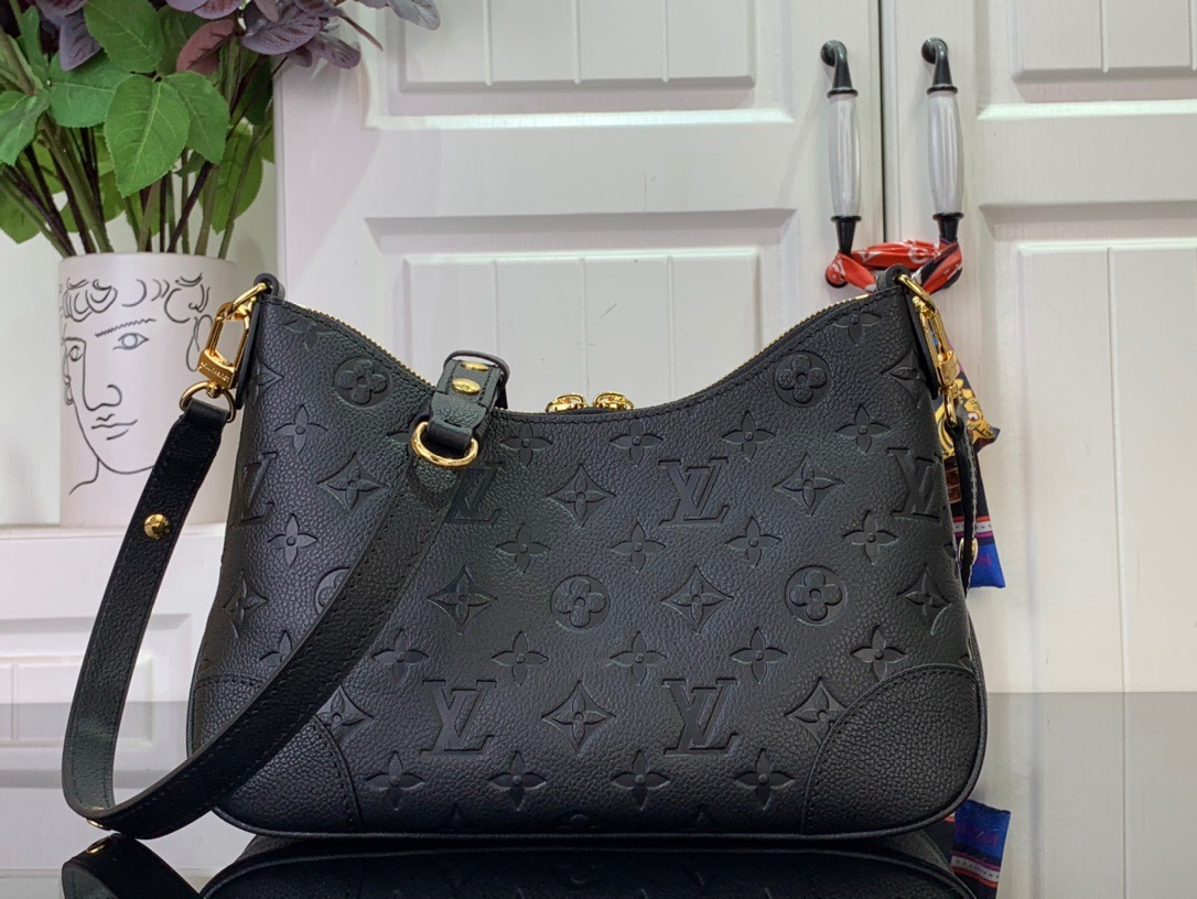 Louis Vuitton LV Monogram Calfskin Boulogne Bag Handbag M12930 Black