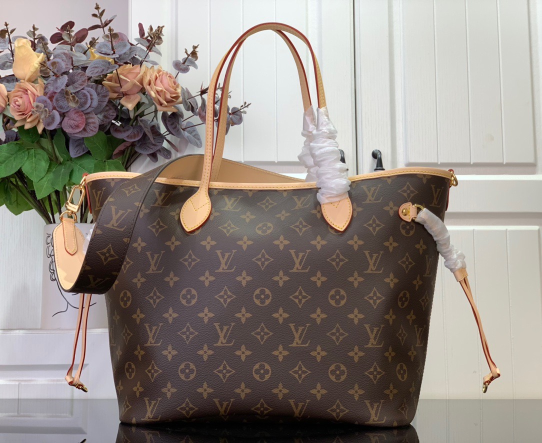 Louis Vuitton LV Neverfull Bandouliere Inside Out MM Bag Handbag M12096 Khaki