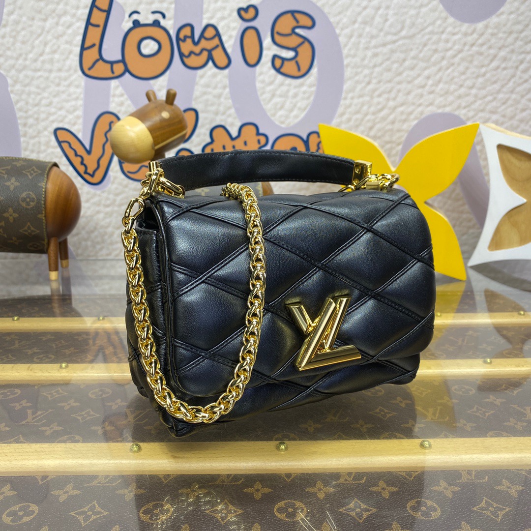 Louis Vuitton LV Lambskin GO-14 Small Bag Handbag M12004 in Black