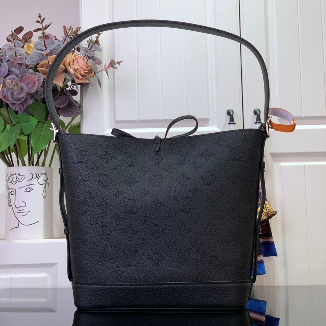 Louis Vuitton LV Real Leather Flore Bag Handbag M12139 Black