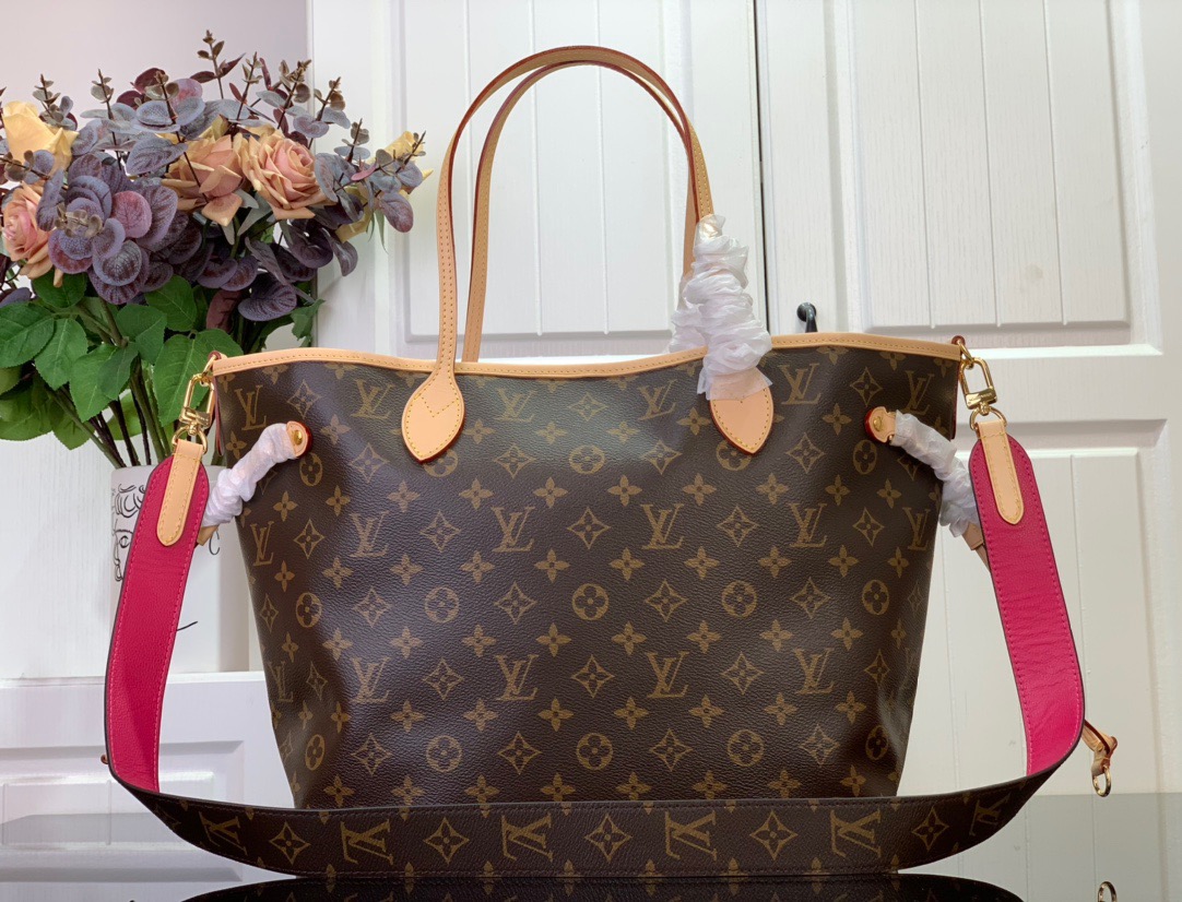 Louis Vuitton LV Neverfull Inside Out MM Bag Handbag M12257 Rose Red