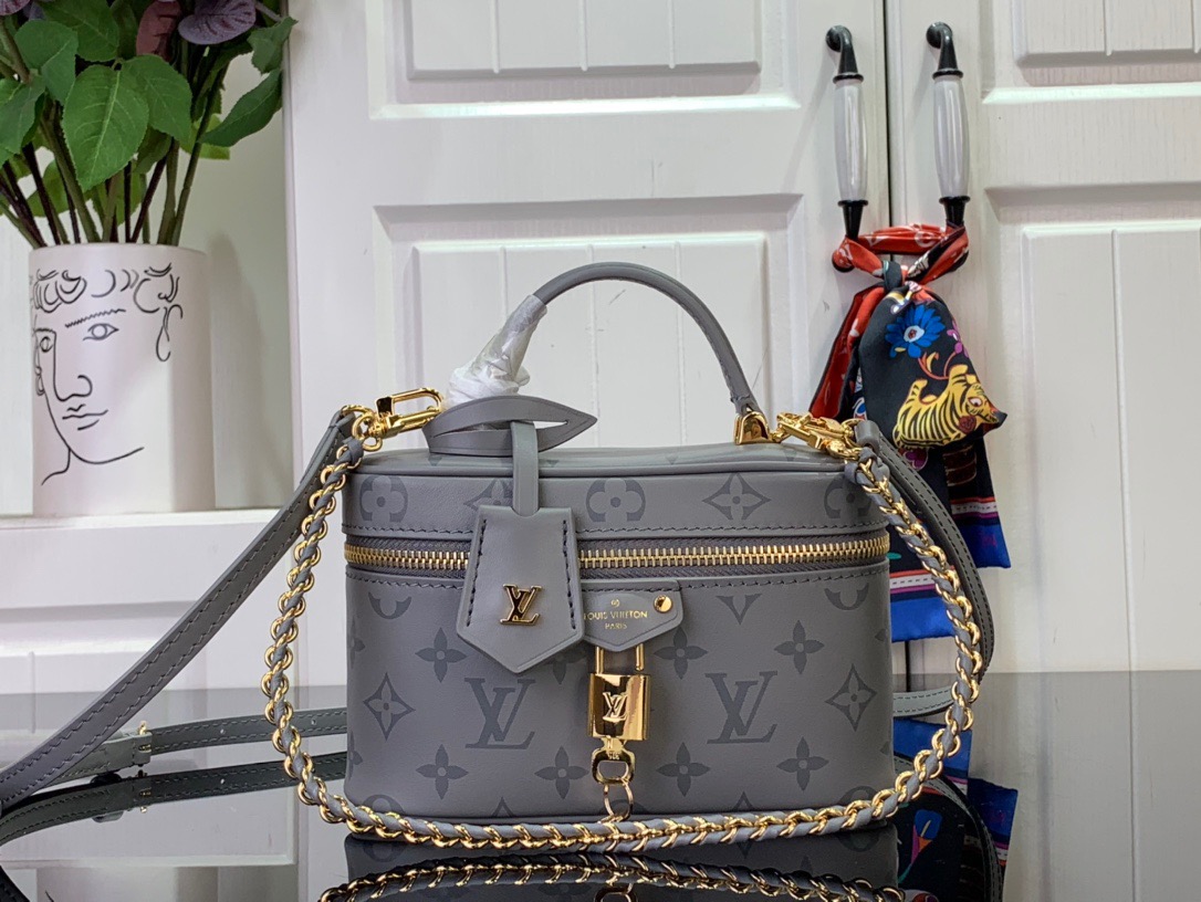 Louis Vuitton LV Monogram Ink Vanity Chain Pouch Bag Handbag M12427 Gray