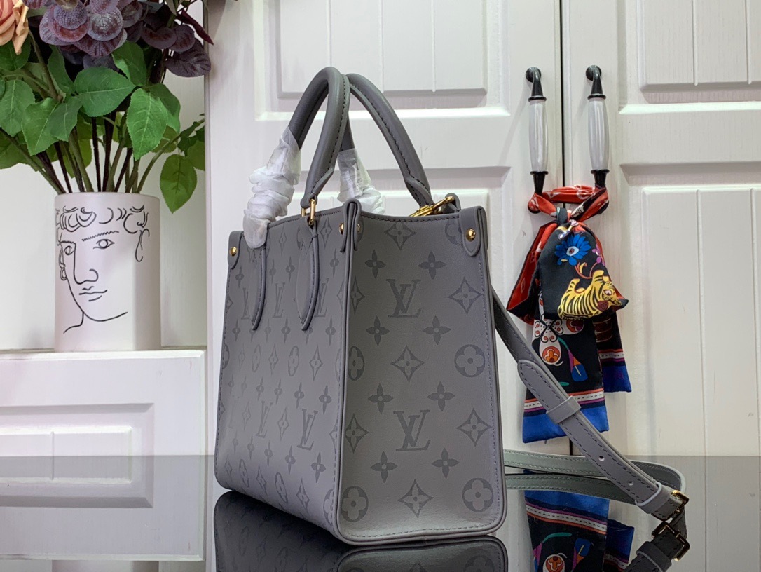 Louis Vuitton LV Monogram Ink Onthego Small Tote Bag Handbag M12465 Gray