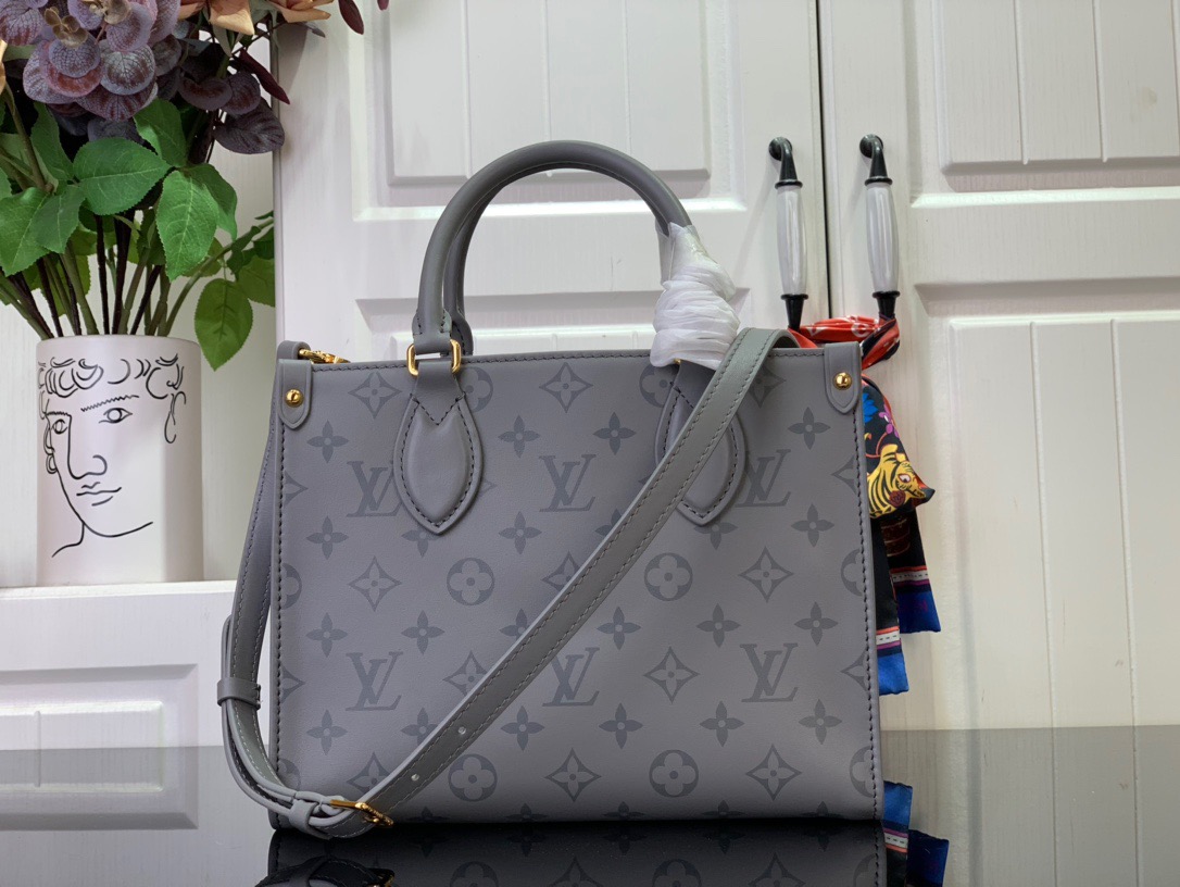 Louis Vuitton LV Monogram Ink Onthego Small Tote Bag Handbag M12465 Gray