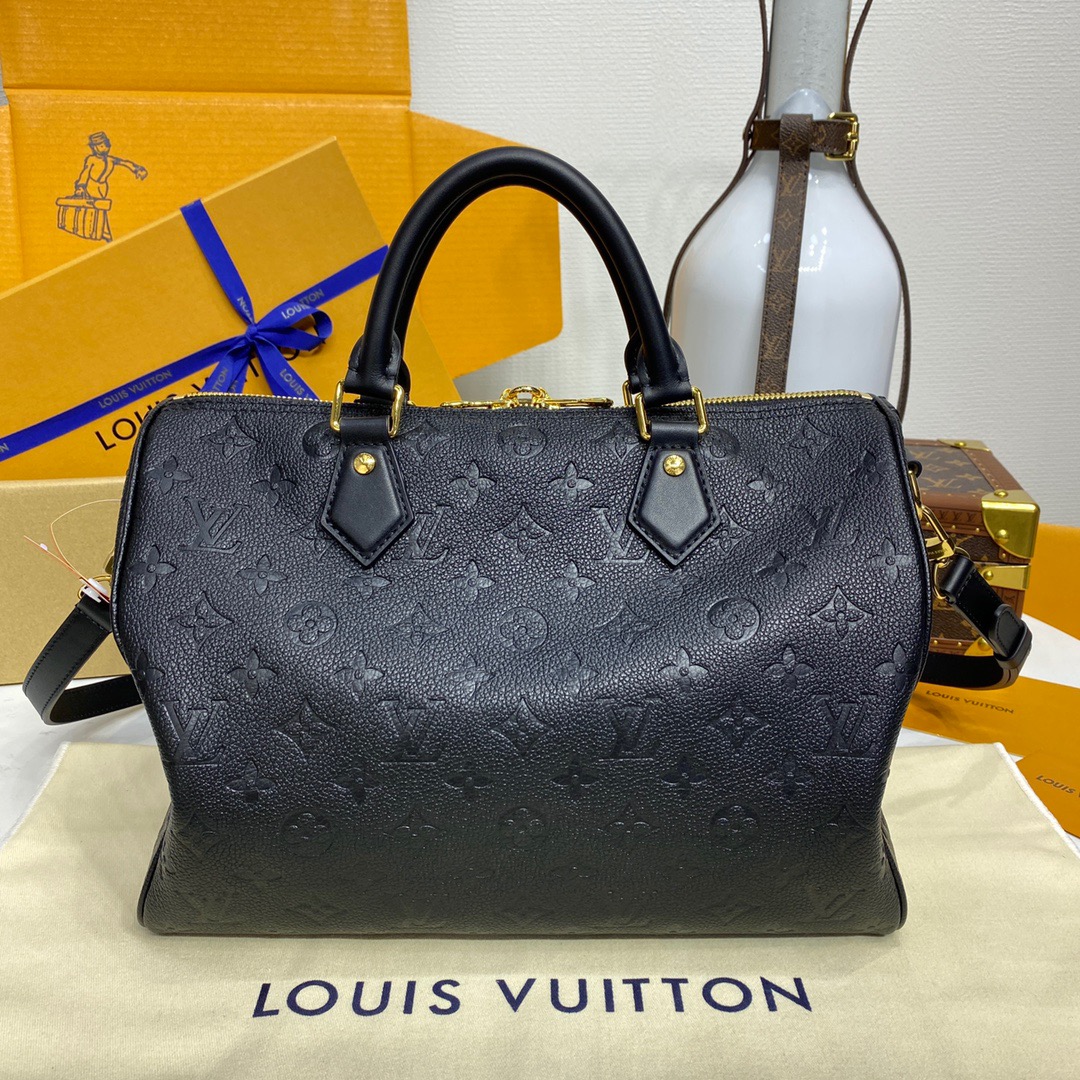 Louis Vuitton LV Monogram Calfskin Speedy Soft 30 Bag Handbag M47186 Black