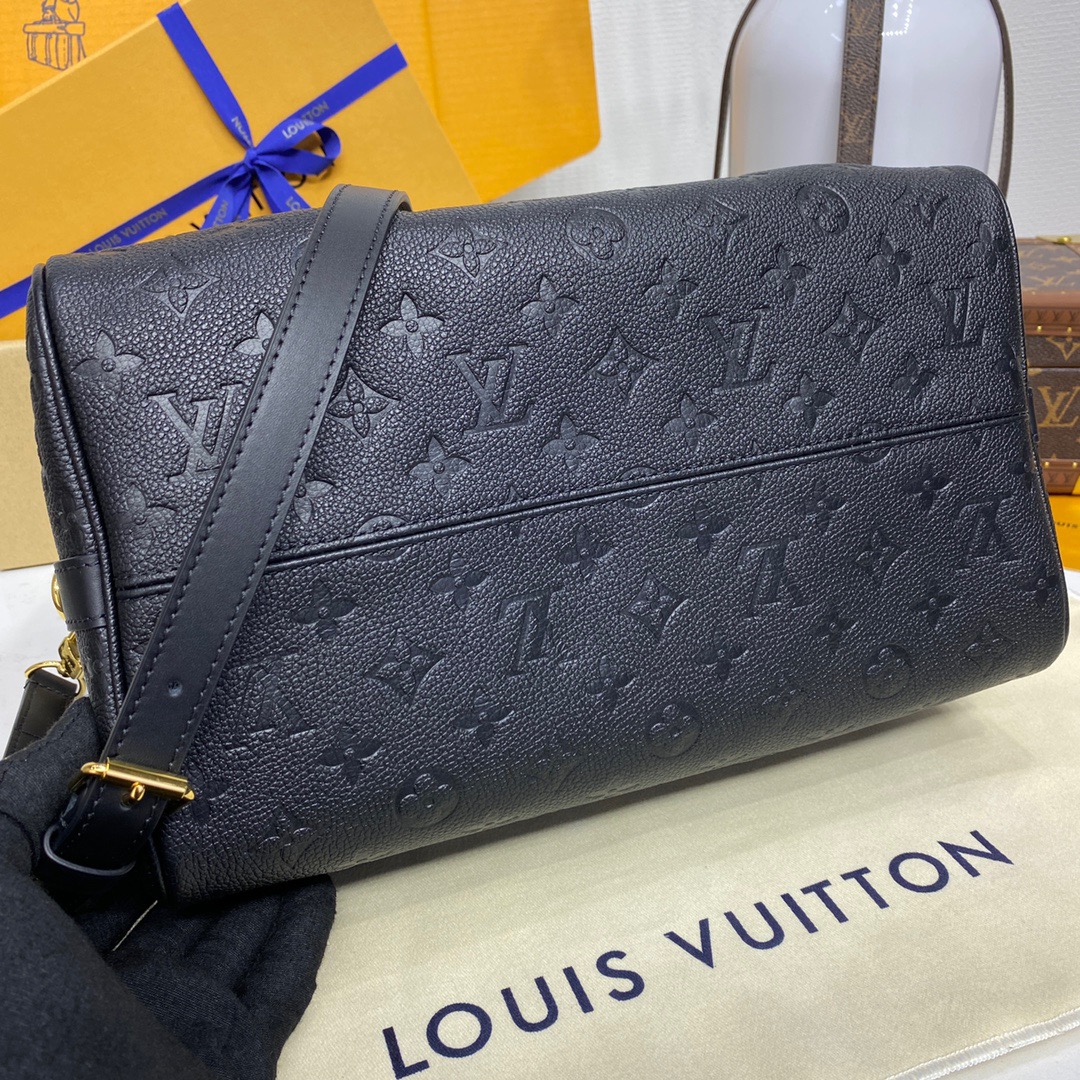 Louis Vuitton LV Monogram Calfskin Speedy Soft 30 Bag Handbag M47186 Black