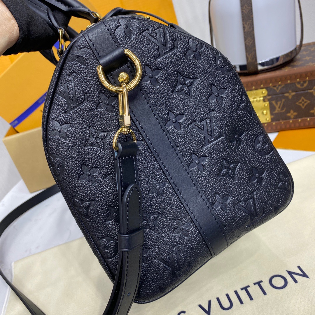 Louis Vuitton LV Monogram Calfskin Speedy Soft 30 Bag Handbag M47186 Black