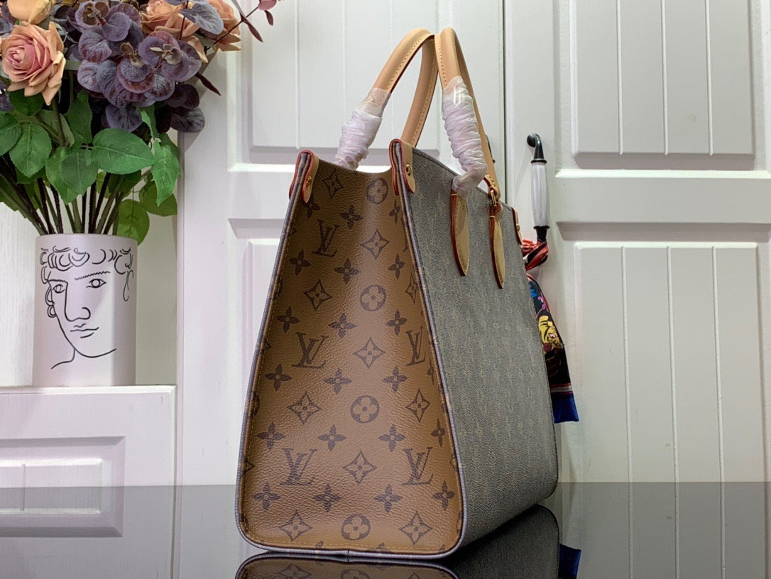 Louis Vuitton LV Monogram Onthego MM Tote Bag Handbag M12415 Gray