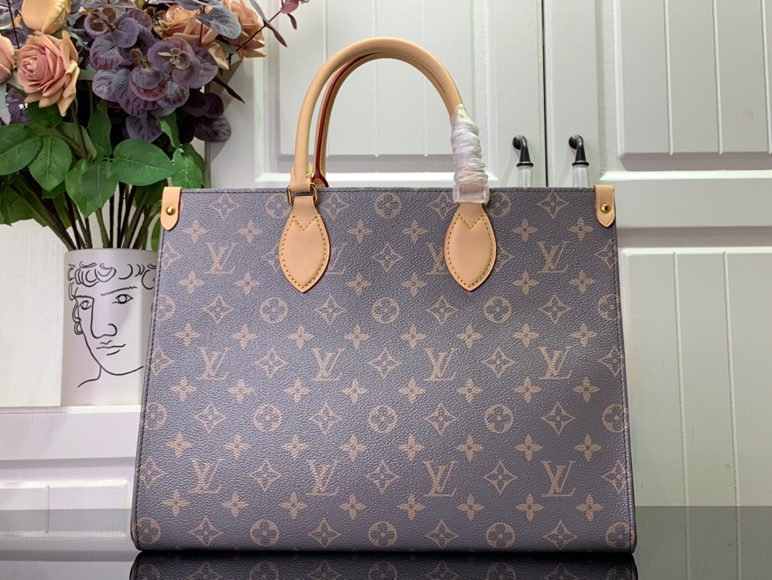 Louis Vuitton LV Monogram Onthego MM Tote Bag Handbag M12415 Gray