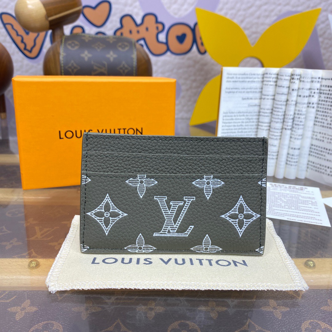 Louis Vuitton LV Calfskin Double Cardholder Wallet Purse M12503 Green