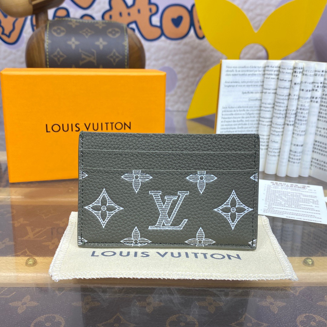 Louis Vuitton LV Calfskin Double Cardholder Wallet Purse M12503 Green