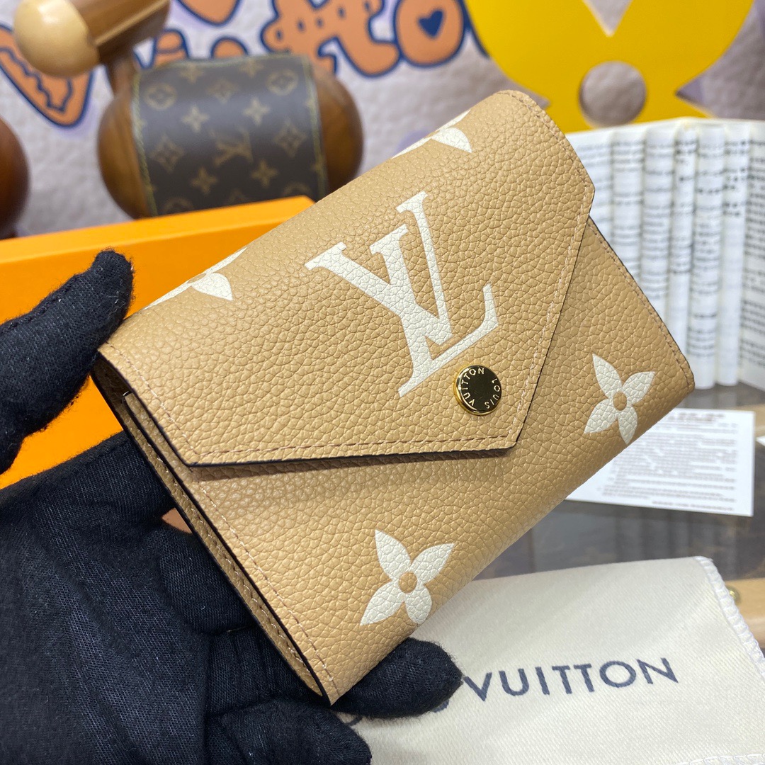 Louis Vuitton LV Calfskin Victorine Wallet Purse Cardholder M11988 Tan