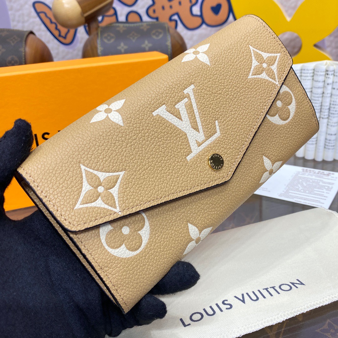 Louis Vuitton LV Calfskin Sarah Wallet Purse Cardholder M12757 Tan