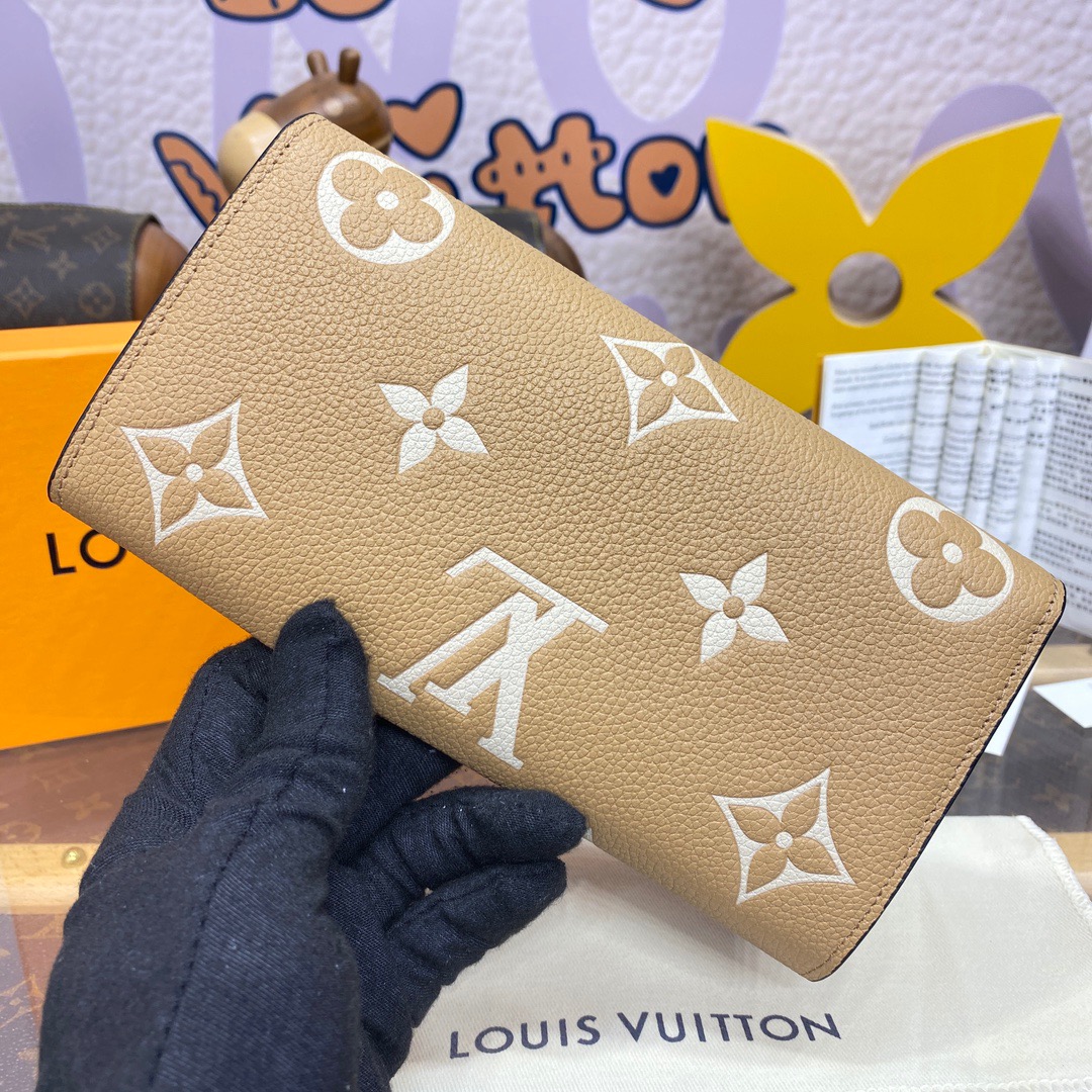 Louis Vuitton LV Calfskin Sarah Wallet Purse Cardholder M12757 Tan